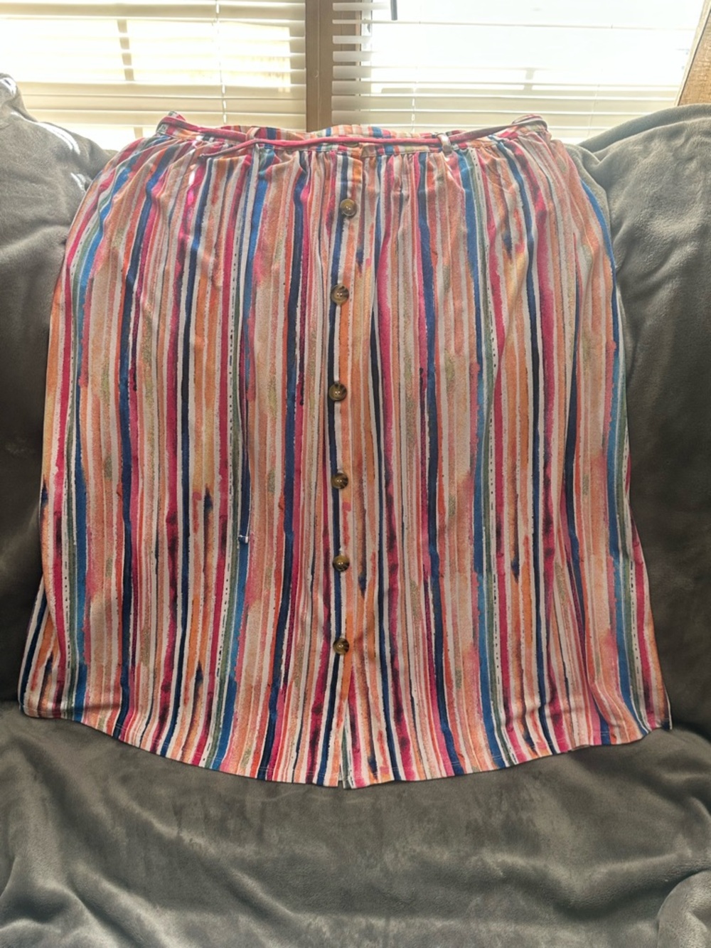 Terra & Sky Multicolor Striped Button-Front Skirt